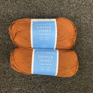 Lot Of 2 Draper James Classic Cotton Leather Brown Cotton & Acrylic Yarn New